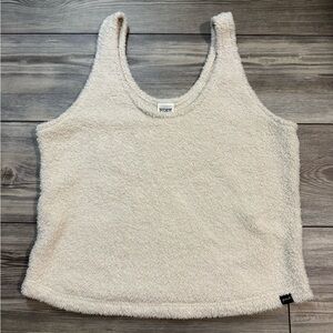 PINK Victoria's Secret Ivory Fuzzy Sleepwear Tank Top Size XL
